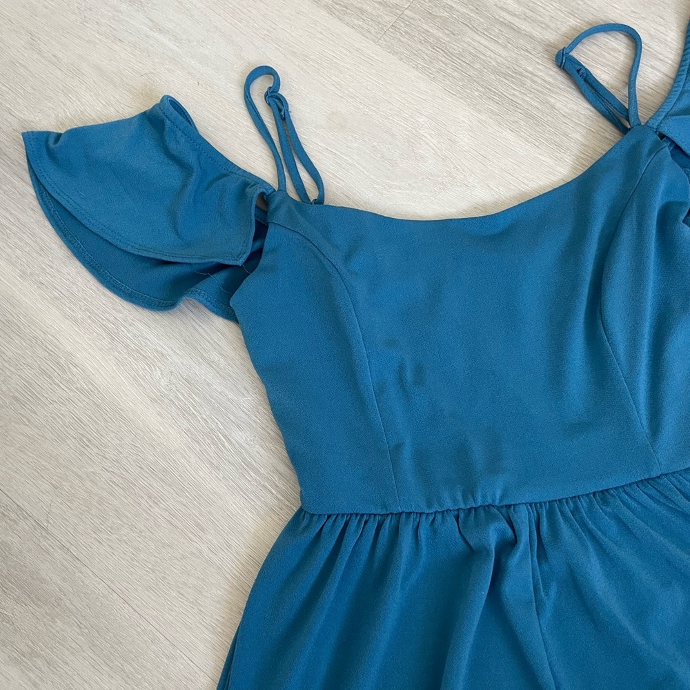 Urban Outfitters Blue Off Shoulder Romper
